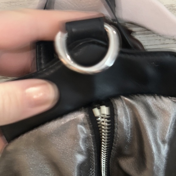 NWOT Rebecca minkoff gray metallic leather backpack so cute silver hardware main image 5